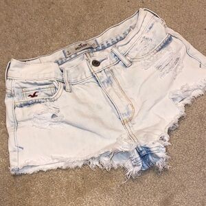 Hollister Women's Frayed White Jean Shorts